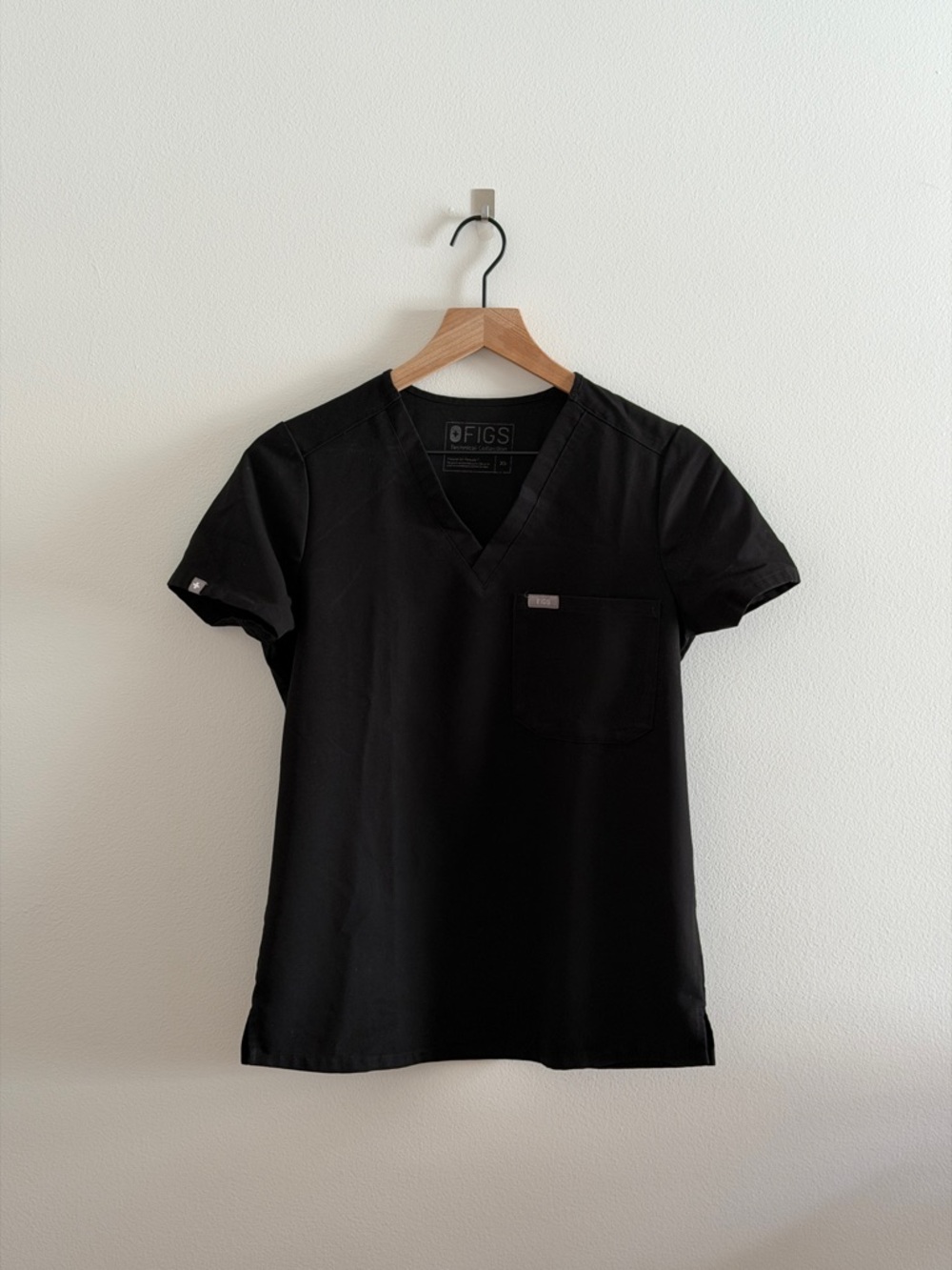 Figs Black V-Neck Short Sleeve Medical Top